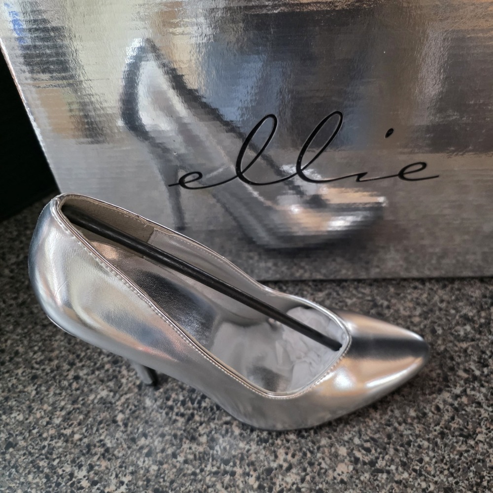 Ellie 8220 Silver Metallic 5"‎ Heel Pumps Women's Size 7 Pointed Toe New In Box
